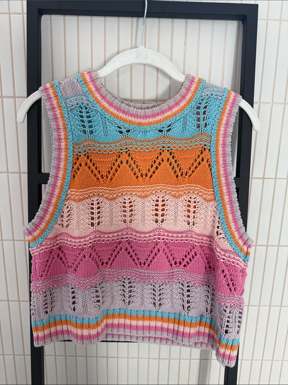 Zara Multicolor Striped Knit Sleeveless Sweater Vest